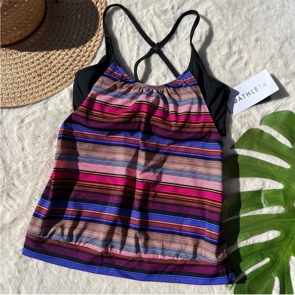 Athleta Other - Athleta D/DD Capri Stripe Blousy Tankini Top